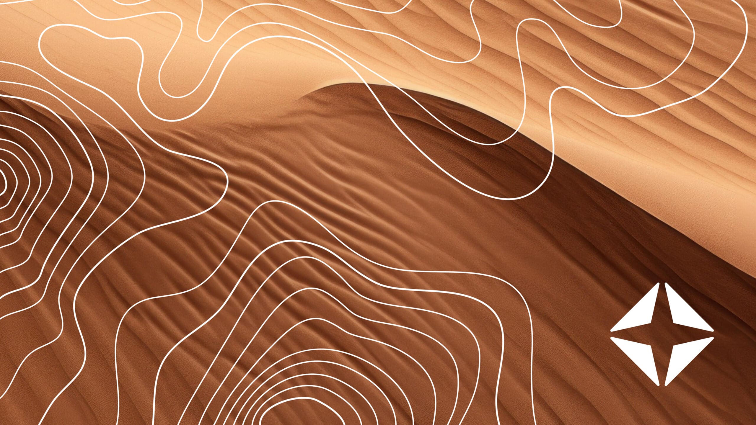 Nature image with topographic lines and the waystar icon